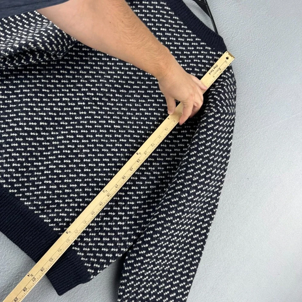 Vintage LL Bean Sweater Mens Medium Blue Birds Eye Wool Rayon Fisherman Norway - Picture 11 of 13